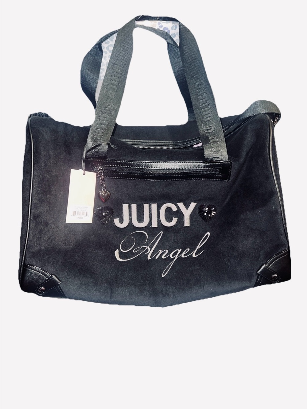 New Black Juicy Couture Weekender Purse XL Size Duffle Travel Bag Juicy Angel